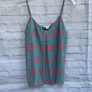 Cynthia Rowley Teal and Pink Floral Camisole